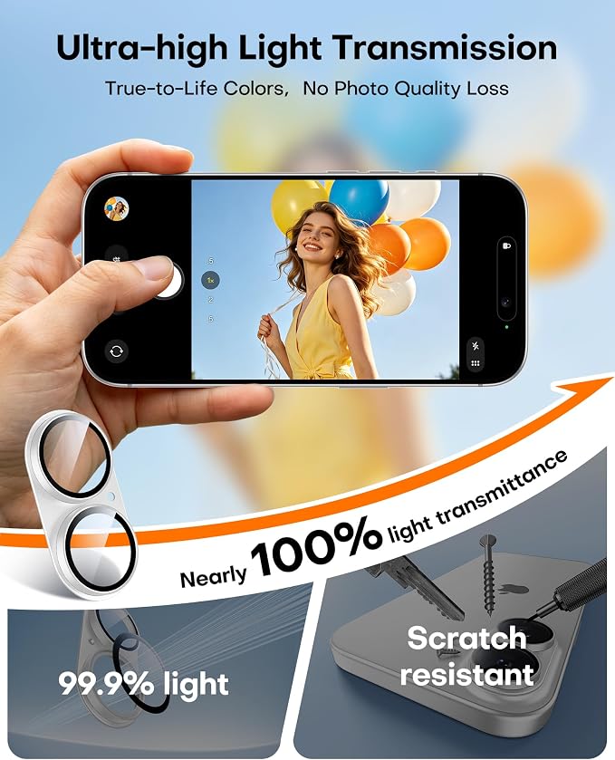 TAURI 2 Pack for iPhone 17 Camera Lens Protector, Full Coverage Military-Grade - Image 6