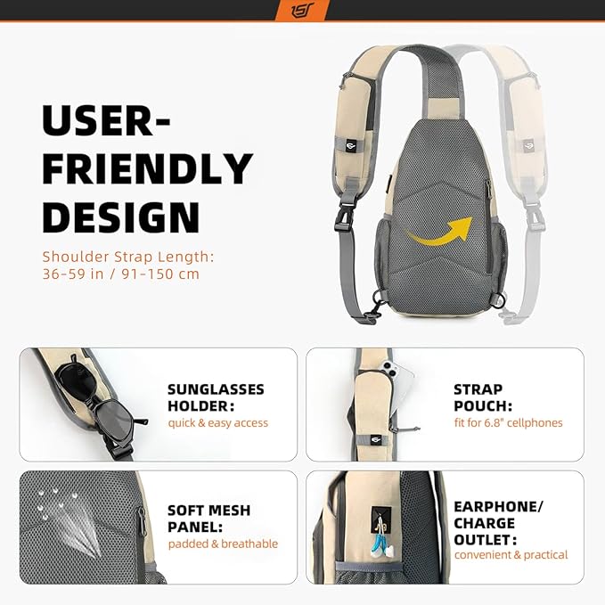 SKYSPER Sling Bag RFID Crossbody Sling Backpack Cross Body Shoulder Bag Travel - Image 4