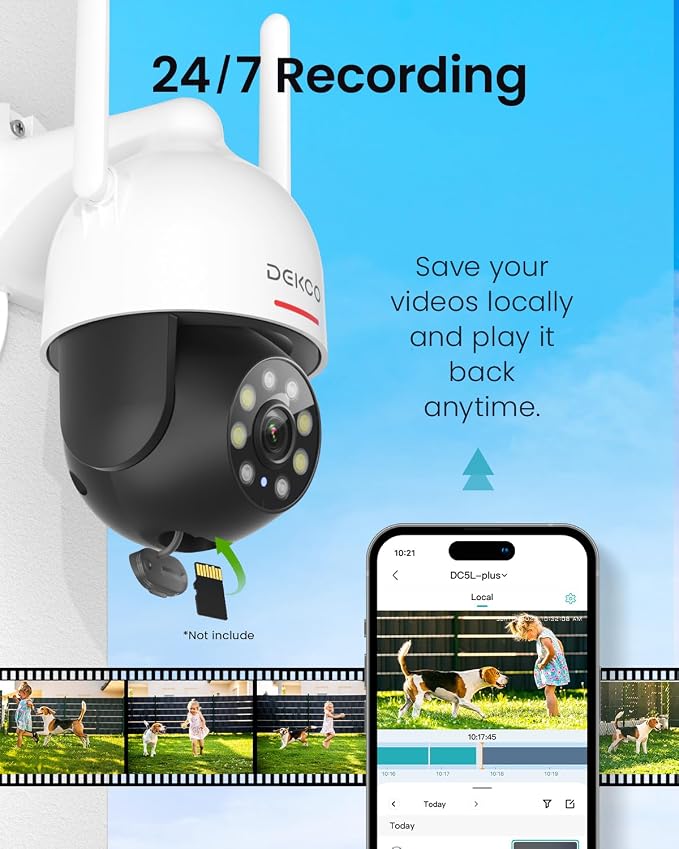 DEKCO 2K Security Camera Outdoor 2Packs, WiFi Outdoor Security Cameras Pan-Tilt - Image 8