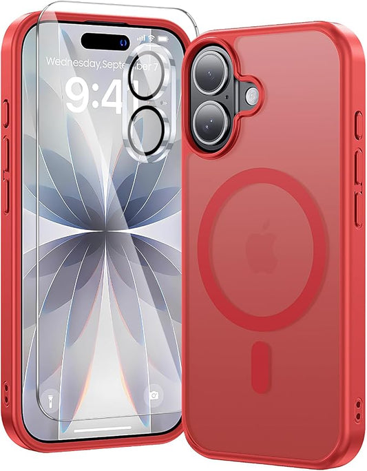 toushion 3 in 1 for iPhone 17 Case Matte Red, Fits MagSafe, Screen Protector*1 by Unknown