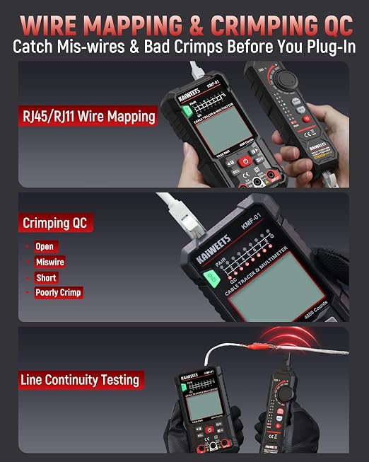KAIWEETS 3-in-1 Multimeter & Cable Tracer Kit, Auto-Ranging Digital Multimeter - Image 5