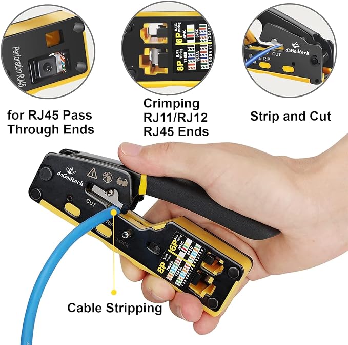 RJ45 Pass Through Crimp Tool Kit, 3-in-1 Ethernet Crimper - Image 5