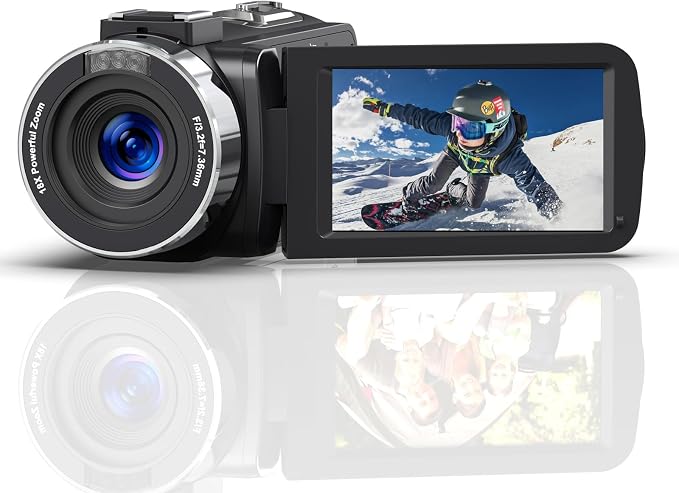 Camcorder Video Camera HD 4K 80MP 18X Digital Zoom Camcorder Recorder 3.0" IPS by Peryoua
