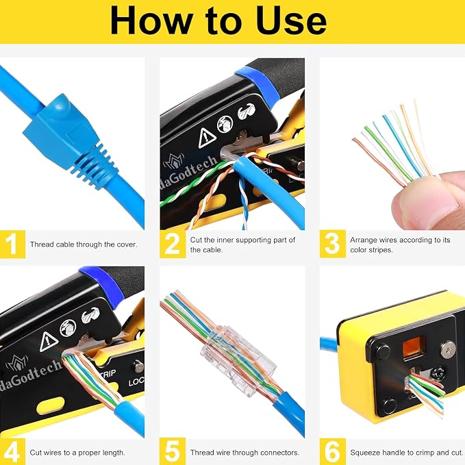 RJ45 Ethernet Network Tool Kit, Pass Through Cat6 Crimping Tool - Image 2