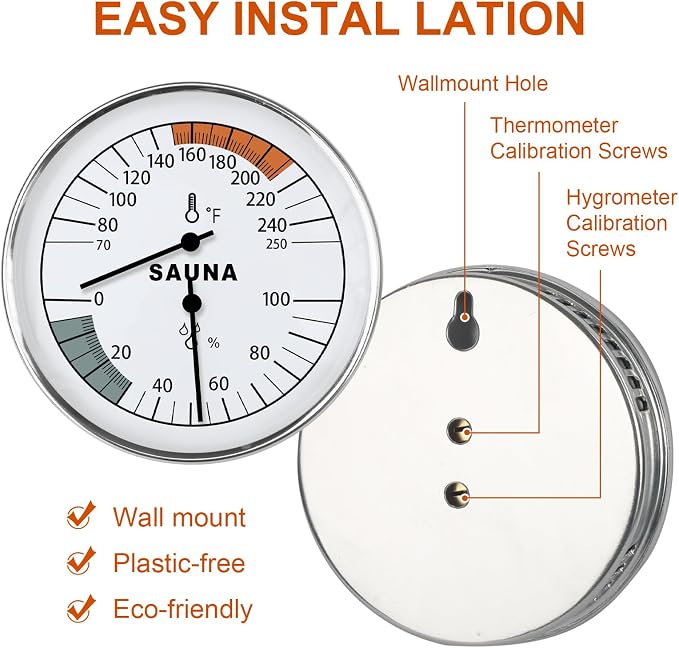 Sauna Thermometer and Hygrometer Combo, Precise Temperature & Humidity Gauge - Image 6