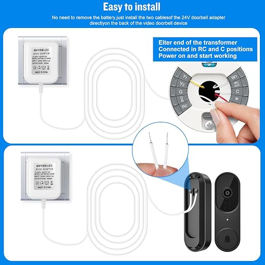24V C Wire Transformer for Ring Nest Ecobee Honeywell Devices | 26.2ft white - Image 7