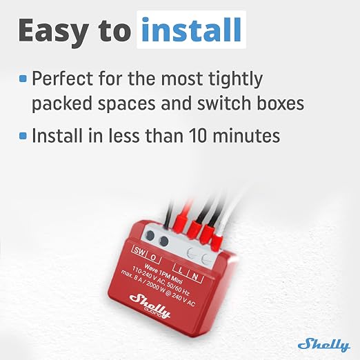 Shelly Wave 1PM Mini US LR, Z-Wave Long Range Smart Switch Relay - Image 2