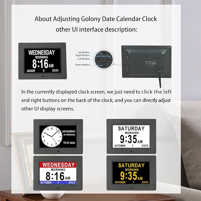 7-Inch Digital Alarm Clock. Displays Time, Day and Month.Features 12 Alarm - Image 6