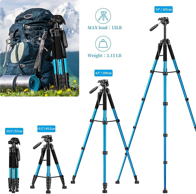 JOILCAN Tripod Camera Tripods, Heavy Duty Tall Camera Tripod Stand, - Image 2
