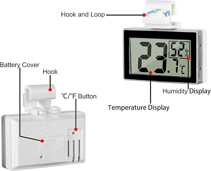 Digital Reptile Thermometer for Tank, Temperature and Humidity Monitor - Image 6