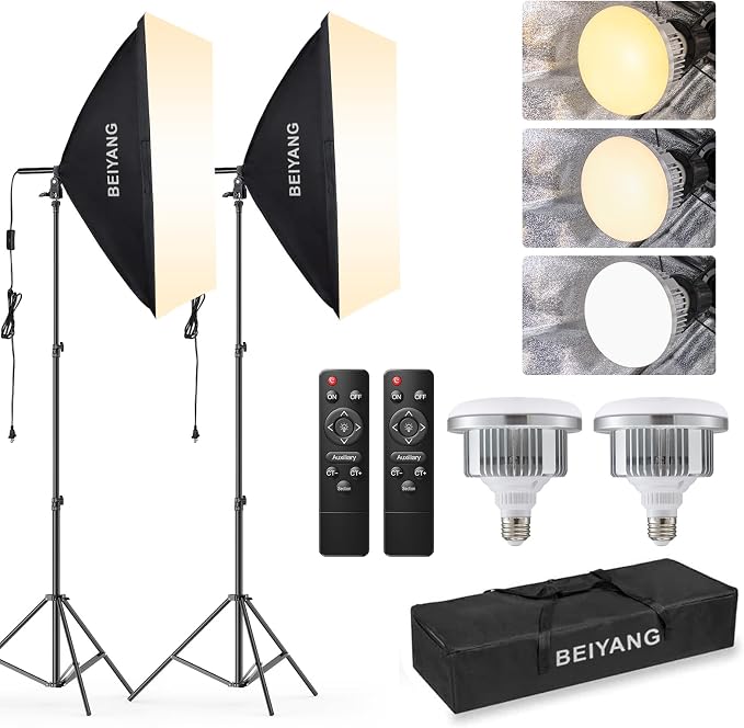 BEIYANG Softbox Lighting Kit, 2x20''x28'' Photography Soft Box by BEIYANG