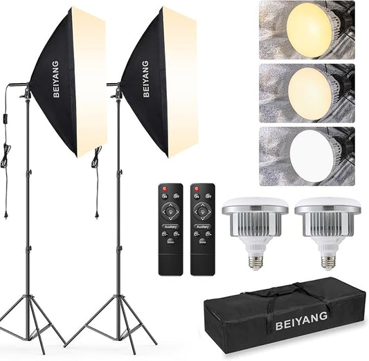 BEIYANG Softbox Lighting Kit, 2x20''x28'' Photography Soft Box by BEIYANG