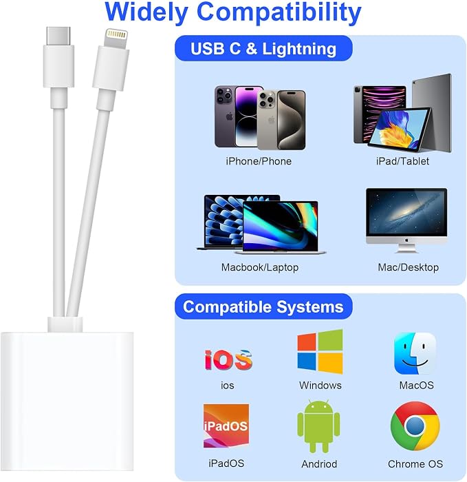 SD Card Reader for iPhone iPad, USB C & Lightning Dual Interface Memory Card - Image 3