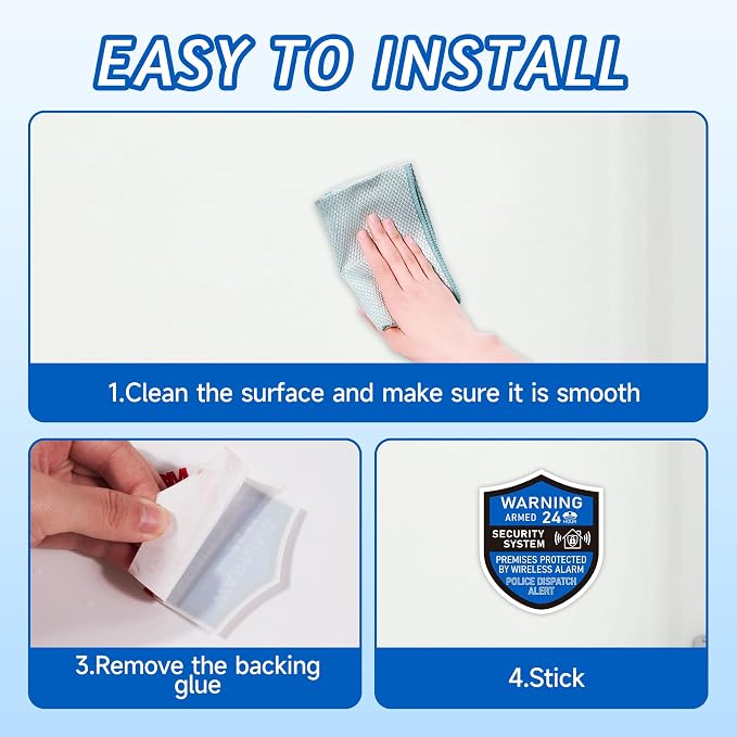 3PCS Security Alarm System Sign - Image 4