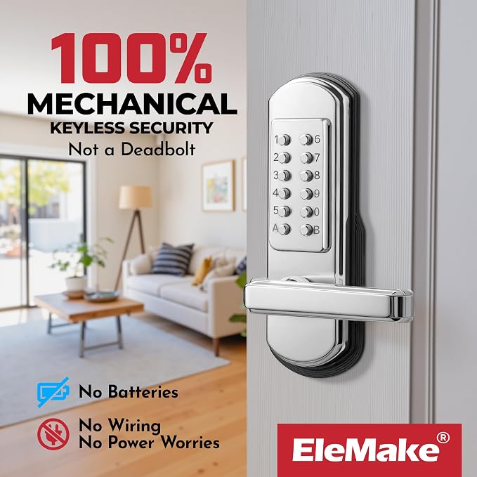 Keypad Door Lock, Keyless Entry Door Lock Mechanical Lock - Image 2