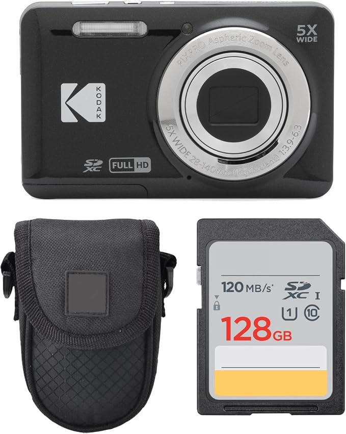 Kodak PIXPRO FZ55 Digital Camera + Point & Shoot Camera Case + Sandisk 128GB by PHOTO4LESS