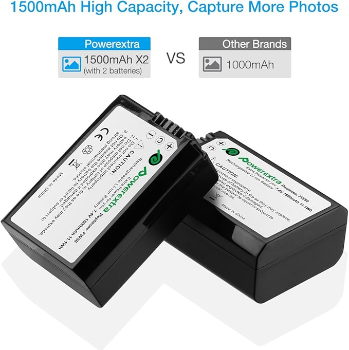 NP-FW50 Battery and Smart LCD Display Dual USB Charger Compatible - Image 3