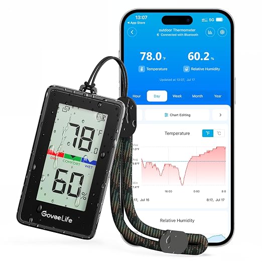 GoveeLife 2-in-1 Indoor Outdoor Thermometer Hygrometer IP65 Waterproof by GoveeLife