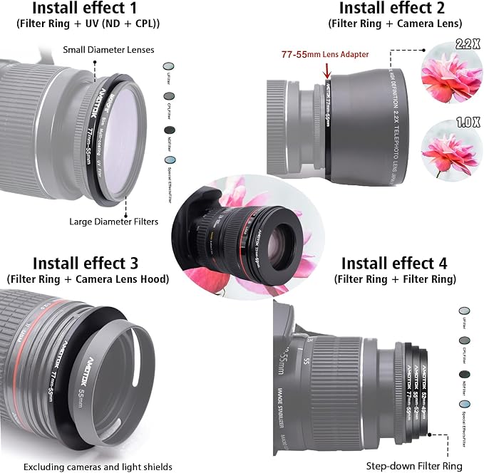 77mm Lens to 55mm Camera Lens Adapter, 77mm to 55mm Filter Step-Down Ring - Image 6