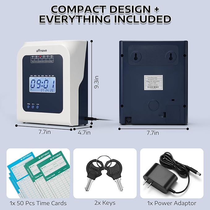 OFFNOVA Thermal Time Clock for Employees Small Business, No Ink Ribbons or - Image 5