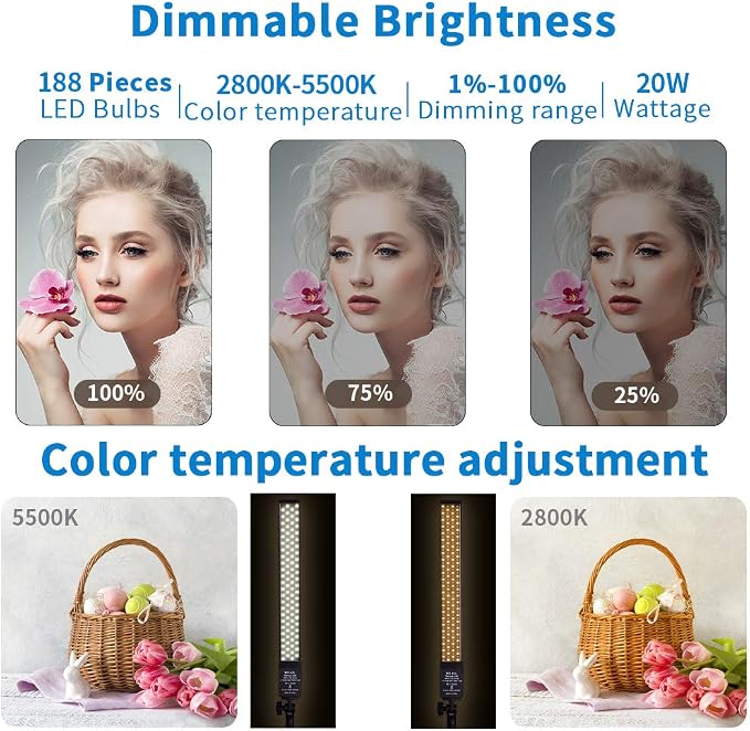 LED Video Light Battery Powered Photography Light Portable Handheld Wand - Image 2