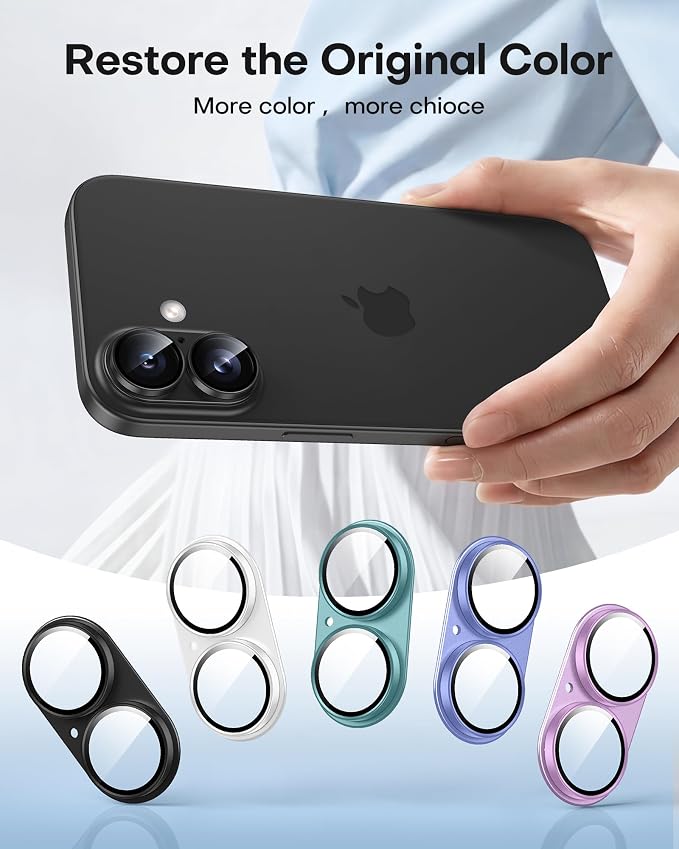 TAURI 2 Pack for iPhone 16/16 Plus Camera Lens Protector, Full Coverage - Image 7