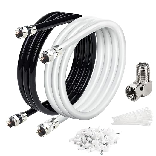 Elecan 6 Ft/2 Pack RG6 Coaxial Coax Cable Connectors Set, Quad Shielded by Elecan