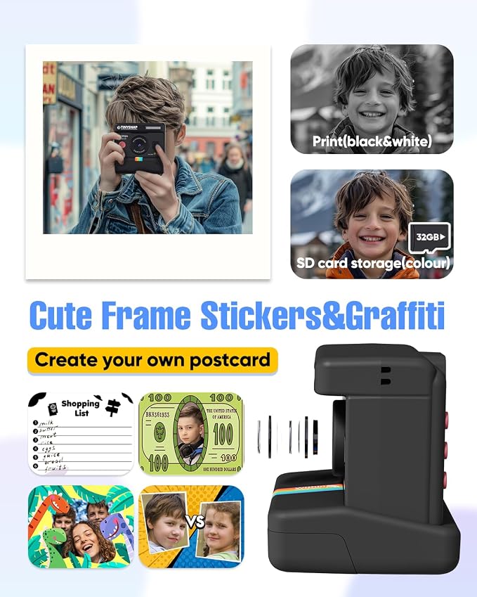 Instant Print Camera for Kids, Dual Len Kids Cameras - Image 4