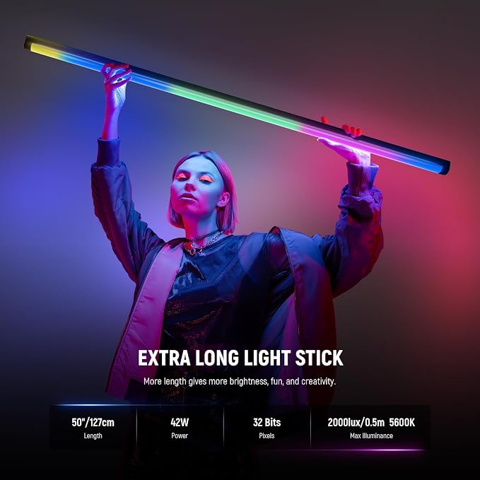 NEEWER TL120C RGB Tube Light, 42W Full Color RGBWW Photography LED Video Light - Image 2