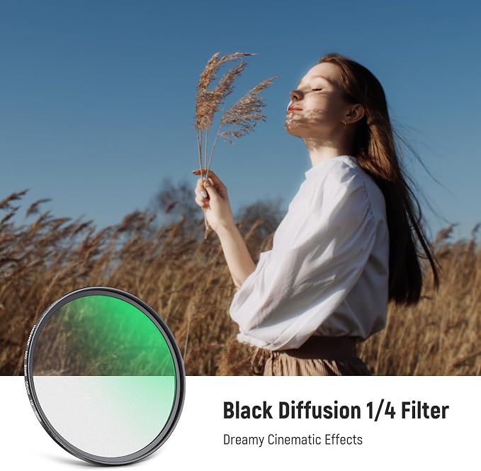 NEEWER 55mm Black Diffusion 1/4 Filter Dreamy Soft Cinematic Effect Filter - Image 2