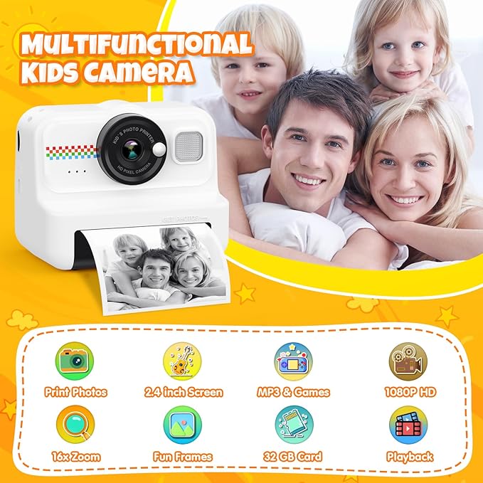 HiMont Kids Instant Print Camera, 1080P HD Kids Camera Instant Print - Image 2