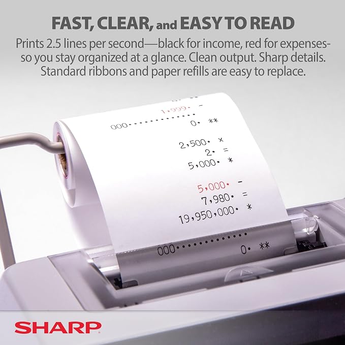 Sharp EL-1801V Ink Printing Calculator, 12-Digit LCD, AC Powered, Easy-to-Read - Image 3