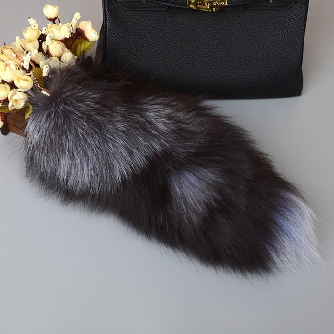 Fox Tail Keychain Long, Fluffy Therian Tail Faux Fur Keyring, Party Costume - Image 3