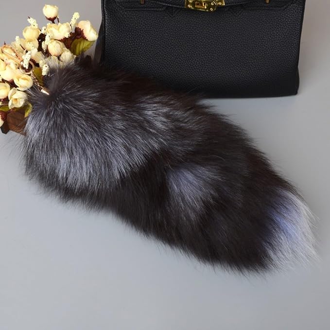 Fox Tail Keychain Long, Fluffy Therian Tail Faux Fur Keyring, Party Costume - Image 3