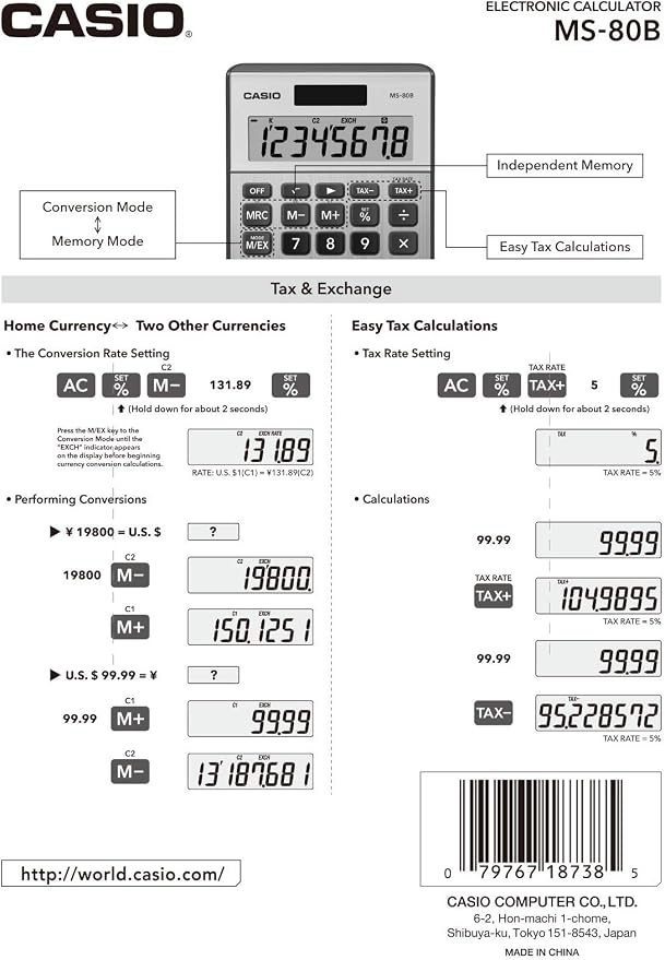 Casio MS-80B Calculator – Desktop Calculator - Image 4