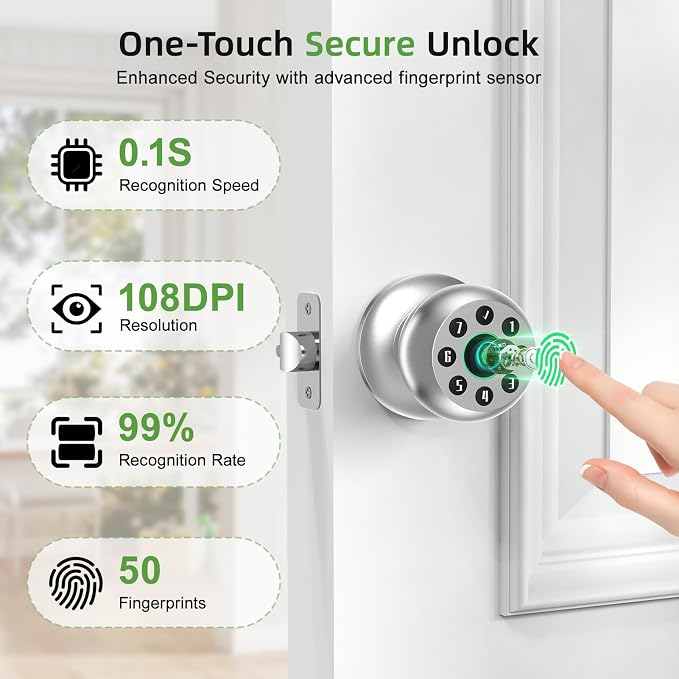 Fingerprint Door Knob, Smart Door Knob, Biometric Door Knob - Image 3