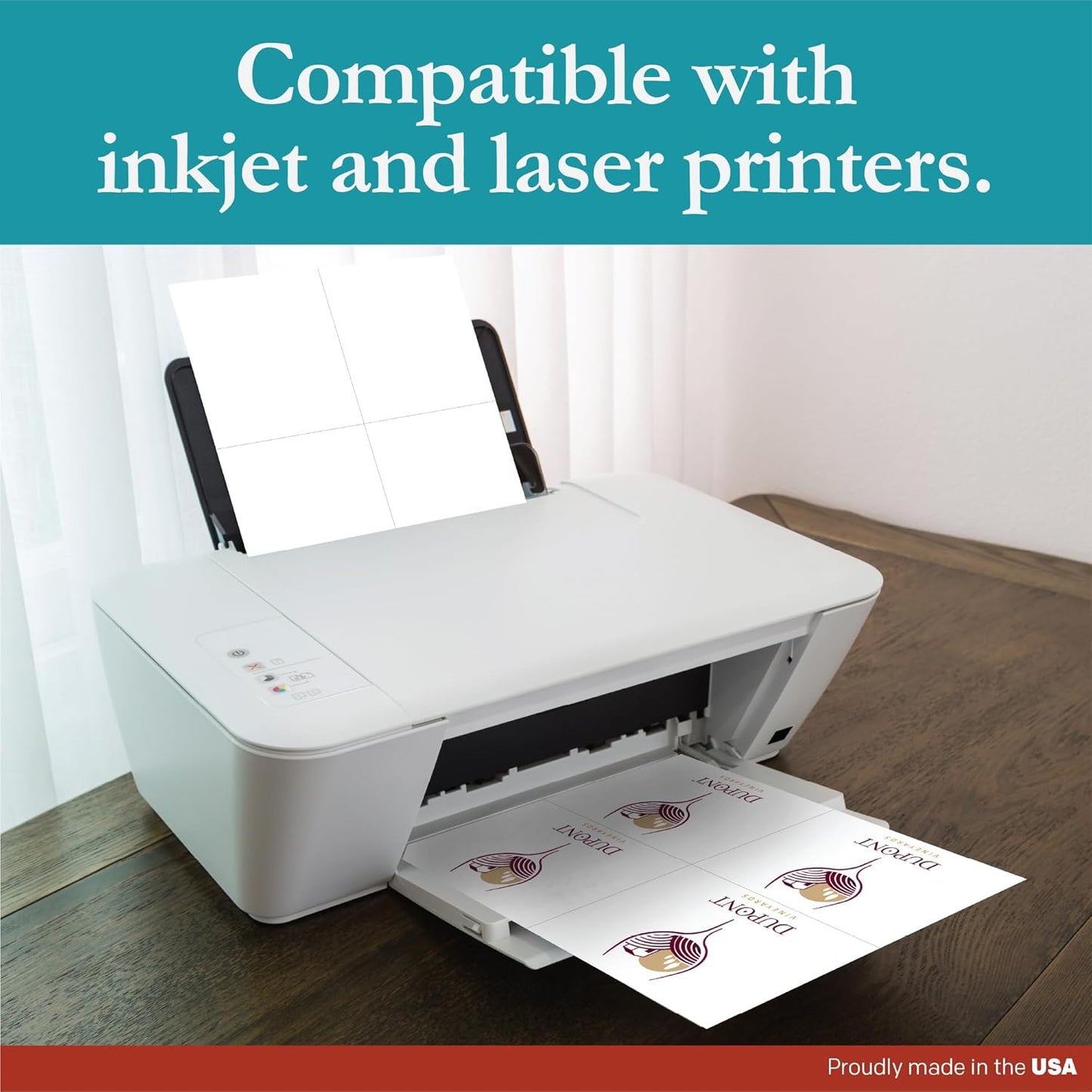 Premium Label Supply White Sticker Shipping Labels – 4.25" x 5.5" – Laser/Inkjet Compatible – (4 per Sheet), 100 Sheets – 400 Total Adhesive Labels