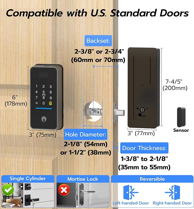 Anweller Smart Deadbolt Lock, WiFi Fingerprint Keyless Entry Door Lock - Image 7