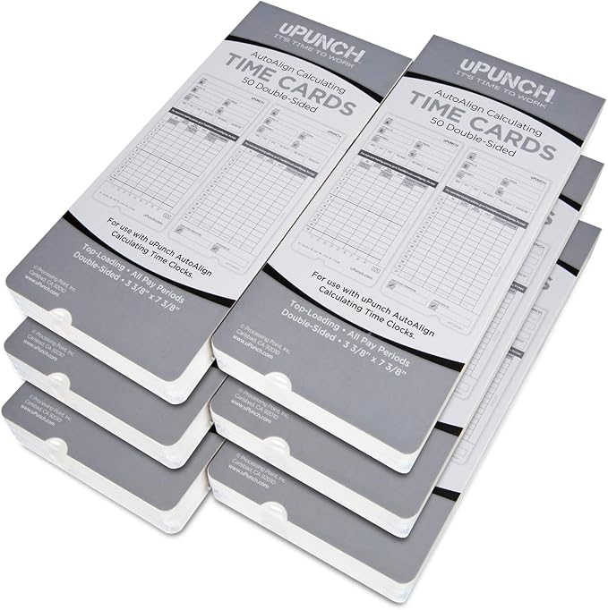 300 uPunch Time Cards for HN4000 AutoAlign Calculating Time Clocks by uPunch