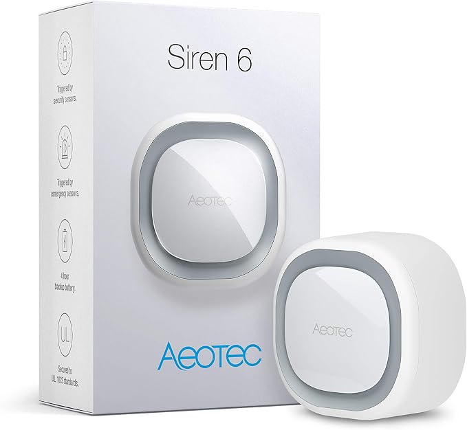 Aeotec Siren 6, Z-Wave Plus S2 Enabled Zwave Siren Safety Speaker, Wall-Mounted by Aeotec