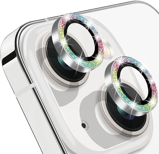 Compatible with iPhone 15 & 15 Plus Camera Lens Protector, Bling Glitter 9H by Hsefo