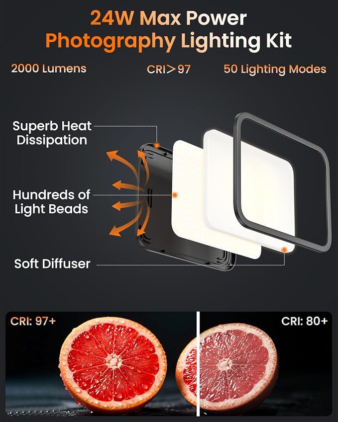 Torjim 11 Inch Video Light Kit for Creators-24W High Brightness Studio Lights - Image 4