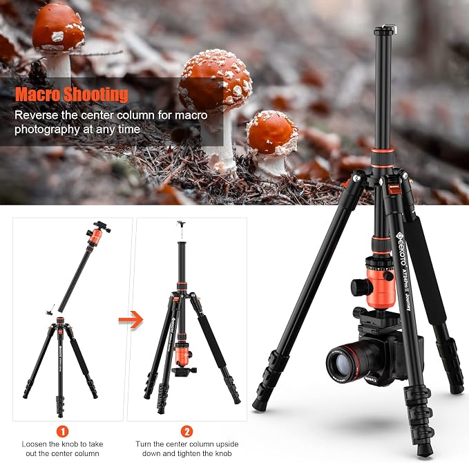 GEEKOTO 77'' Aluminum Camera Stand & Monopod, Foldable Travel Gear - Image 5
