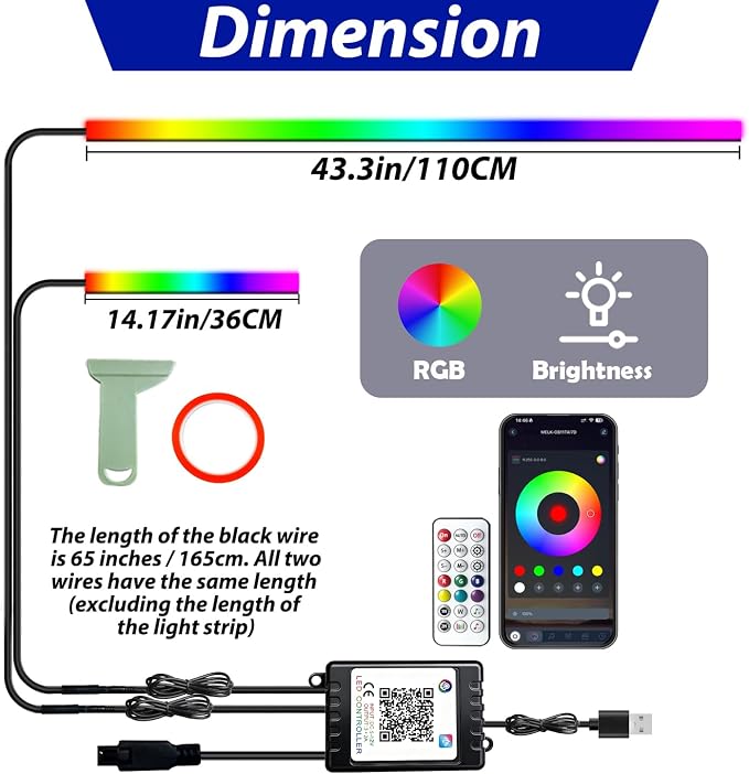 RGB-IC Car Led Strip Lights, Interior Car Lights, App and Remote Control - Image 6