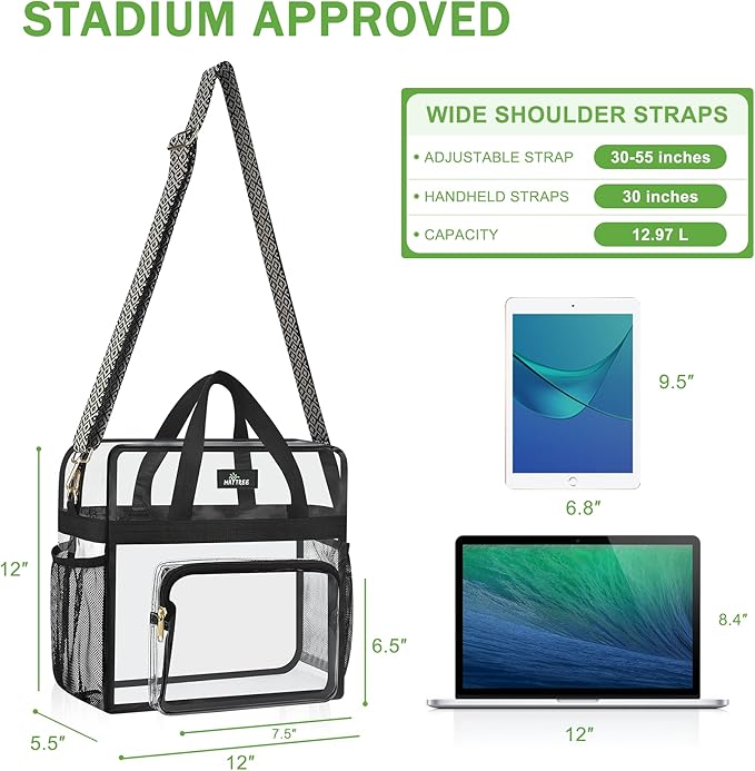 MAY TREE Clear Bag for Stadium Events, 12×6×12 Clear Tote Bag - Image 3