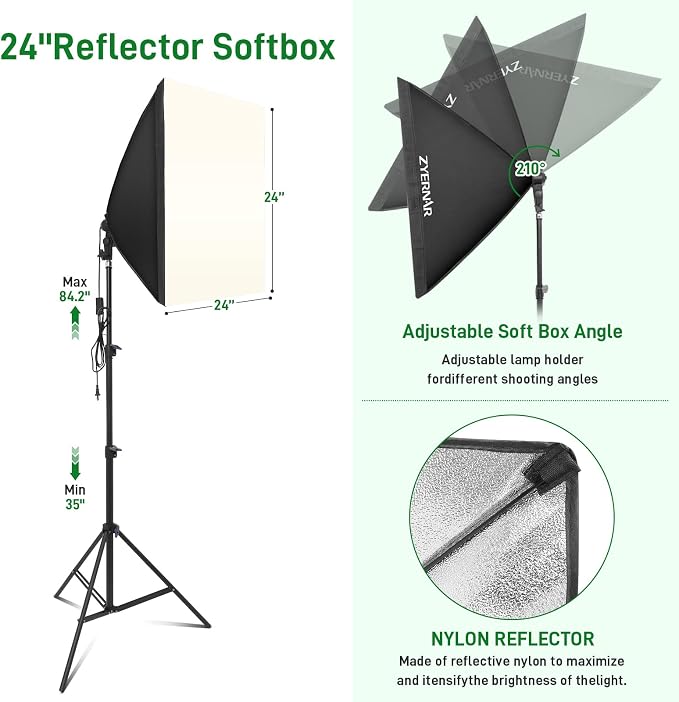 Photography Lighting kit with Backdrops, 8.5x10ft Backdrop Stands, Zyernar LED - Image 3