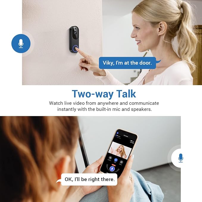 1080P Wireless Video Doorbell Camera, AI Human Detection - Image 4