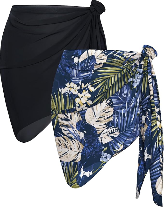 CHICGAL 2 Pieces Women Beach Sarong Bathing Suit Wrap Skirt Sheer Bikini by CHICGAL
