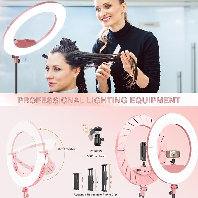 Ring Light 18 INCH Kit, 55W6700k Dimmable LED Light, Tripod Stand, Remote - Image 5