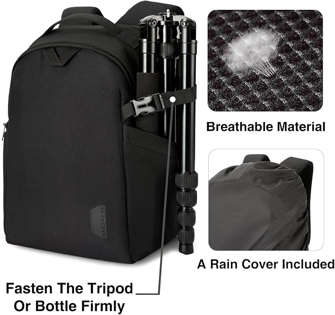 BAGSMART Small Camera Bag Backpack, DSLR SLR Camera Case Fits 13.3 Inch Laptop - Image 4